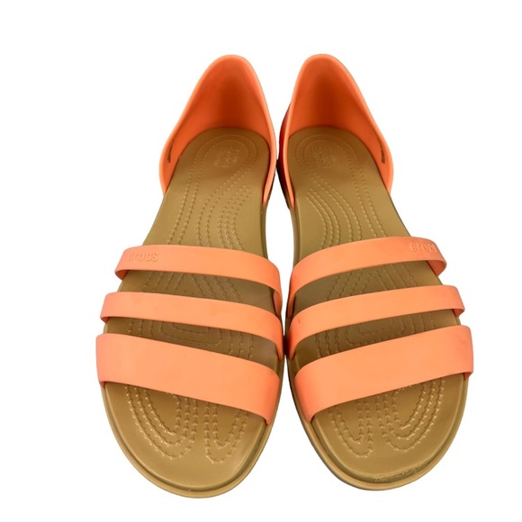 Crocs Tulum Open Toe Flats Womens Coral Strappy Sandals Size 8 - Picture 5 of 13